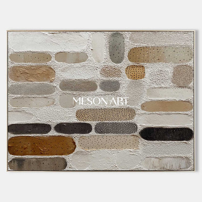 Earthy Tones Wabi-Sabi Framed Canvas Plaster Painting Fall Art Bedroom