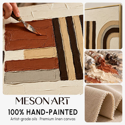 Panoramic Bohemian Abstract Plaster Wall Art in Earth Tones