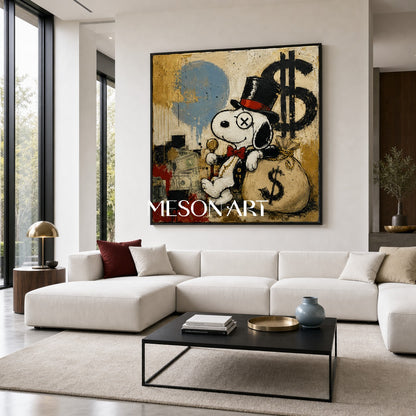 Luxury Graffiti Pop Art Painting With Gold Accents For Modern Living Room Decor
