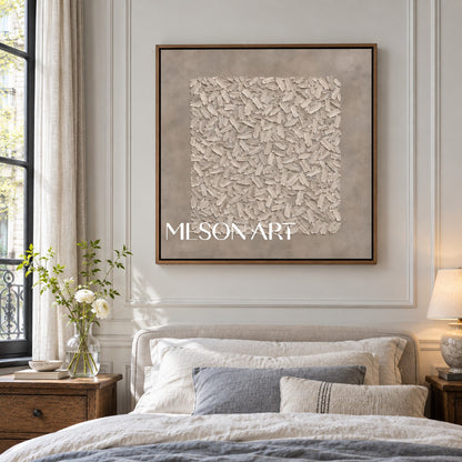 Gray And White Abstract Painting Square Textured Wall Art Modern Wabi Sabi Neutral Decor For Living Room By Mesonart