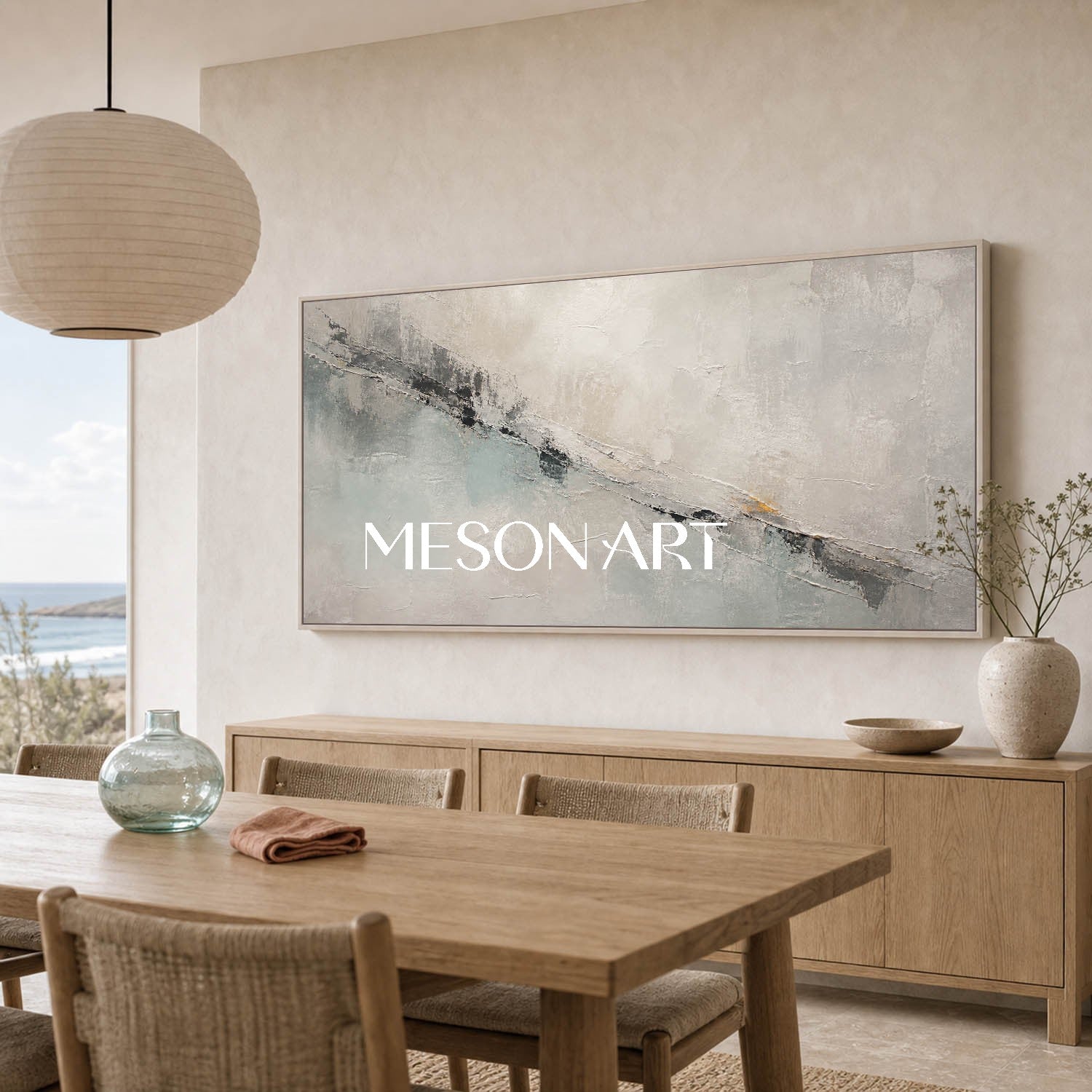 Large Gray Abstract Canvas Art With Textured Relief For Modern Living Room Decor
