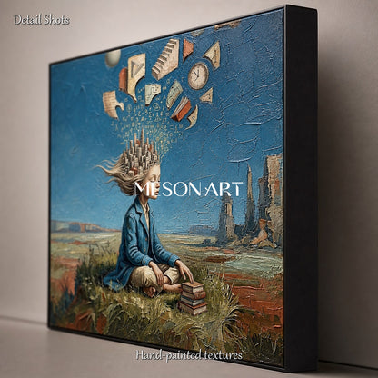 Original Surrealist Painting For Home Office With City In Mind Theme