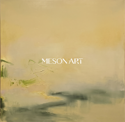 Gold And Green Abstract Contemporary Painting Modern Landscape Square Wall Art Original Artist By Mesonart