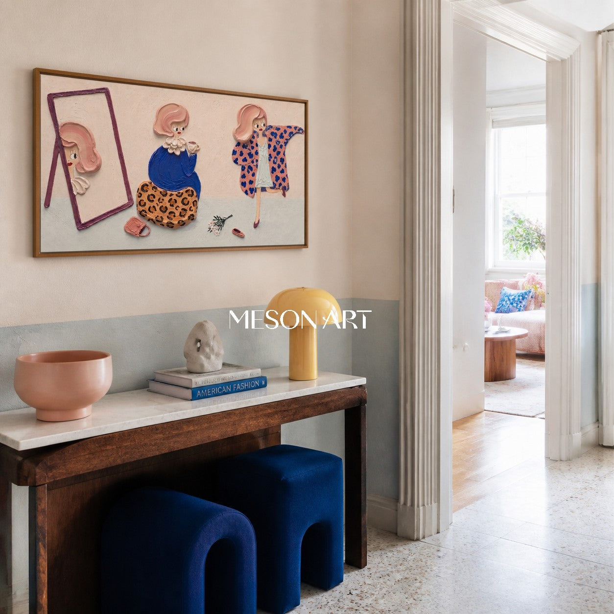 Quadro di moda in stile Pop Art con rilievo strutturato per l'arredamento di una camera da letto moderna