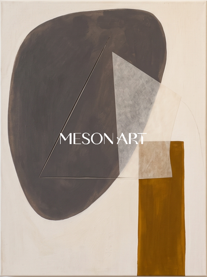 Beige And Gray Contemporary Figurative Painting Original Art Rectangular Wall Decor For Living Room By Mesonart