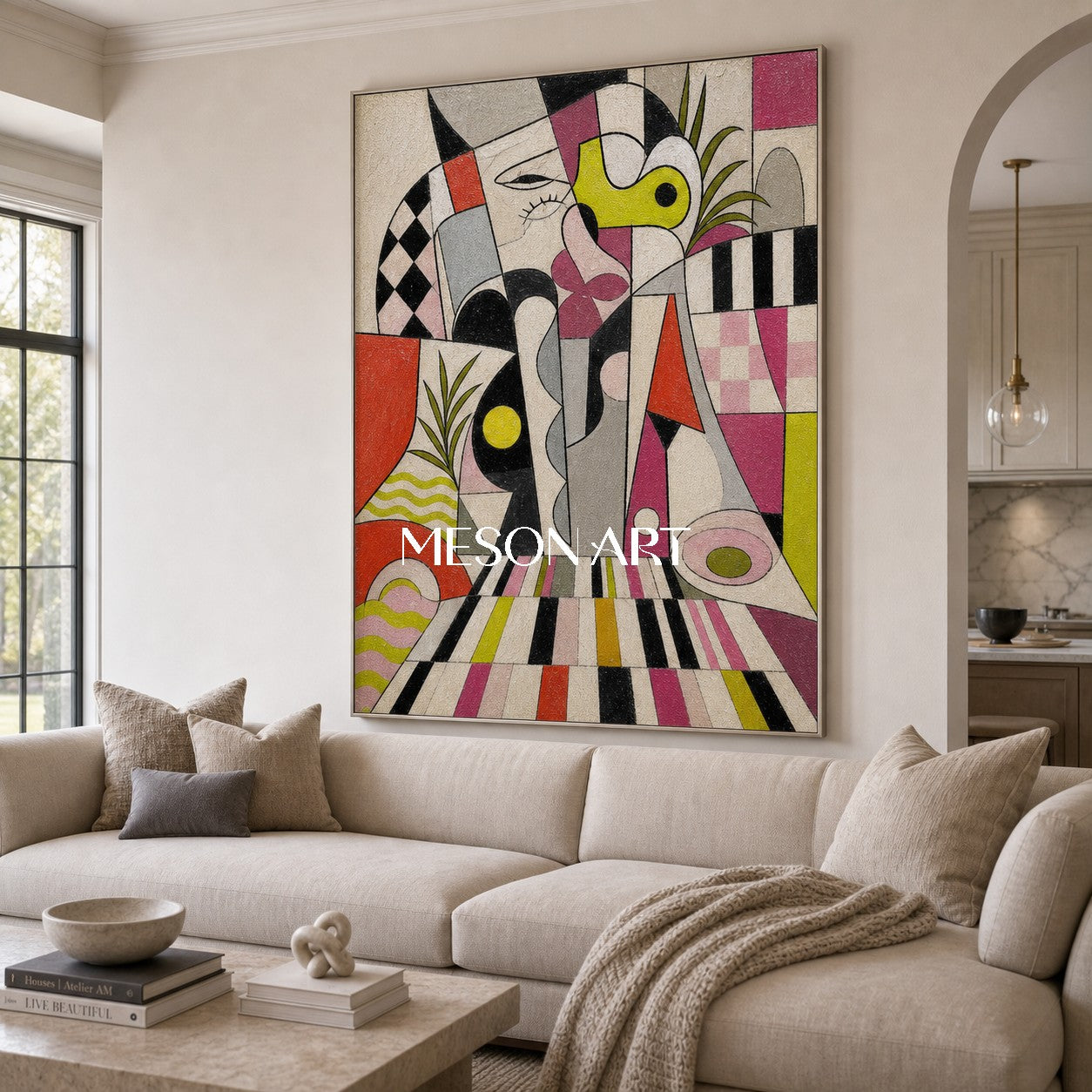 Modern Cubist Portrait Art With Pop Flair For Chic Living Spaces