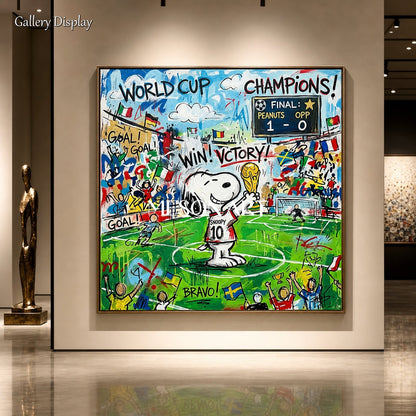 Snoopy World Cup Champion Pop Art Painting For Kids Room And Living Space Decor