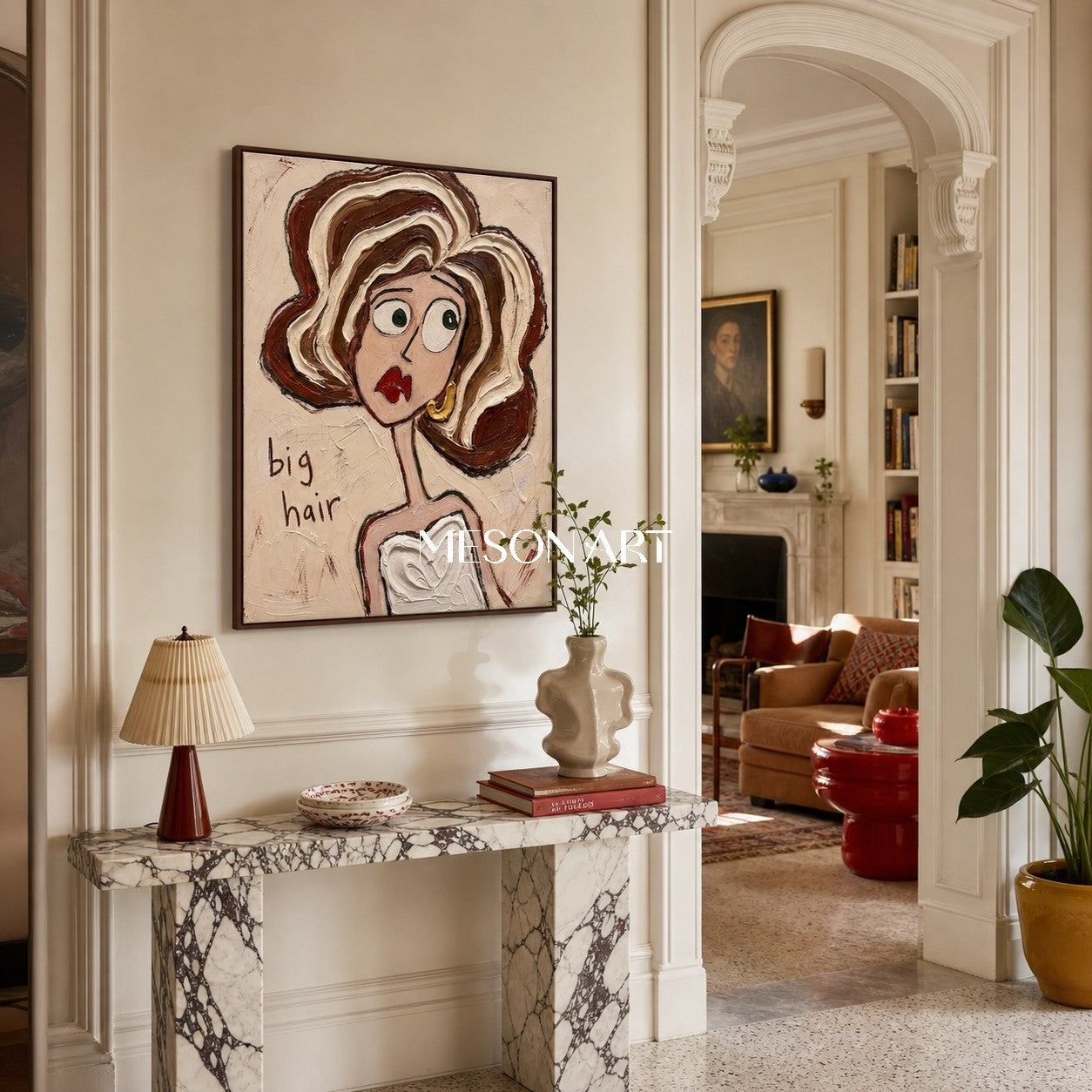 Contemporary Figurative Portrait Painting With Textured Impasto For Modern Home Decor
