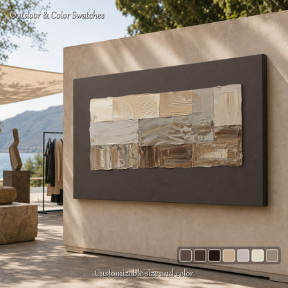 Large Textured Abstract Painting With Earthy Tones For Modern Home Decor