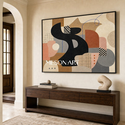 Mid-Century Modern Abstract Art With Organic Shapes For Living Room Decor