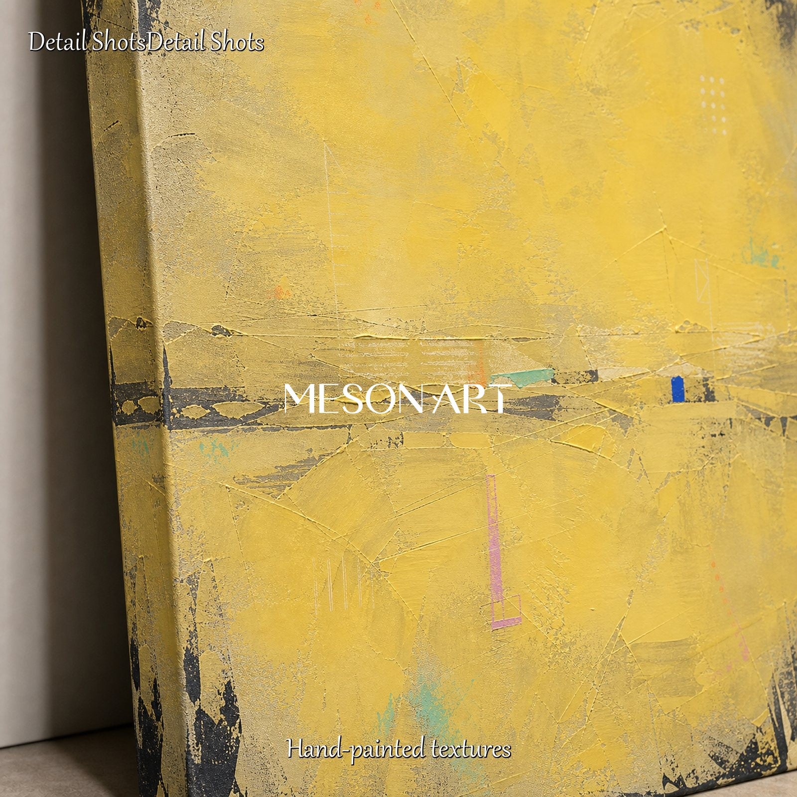 Yellow Abstract Canvas Wall Art For Living Room Entryway Minimalist Landscape Painting