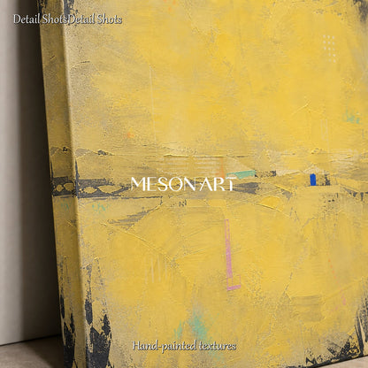 Yellow Abstract Canvas Wall Art For Living Room Entryway Minimalist Landscape Painting