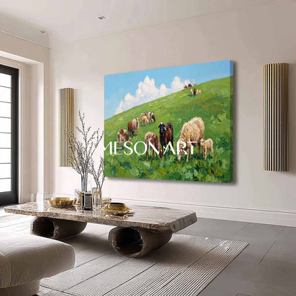 Cozy Farm Animal Painting With Rich Colors For Dining Room And Entryway