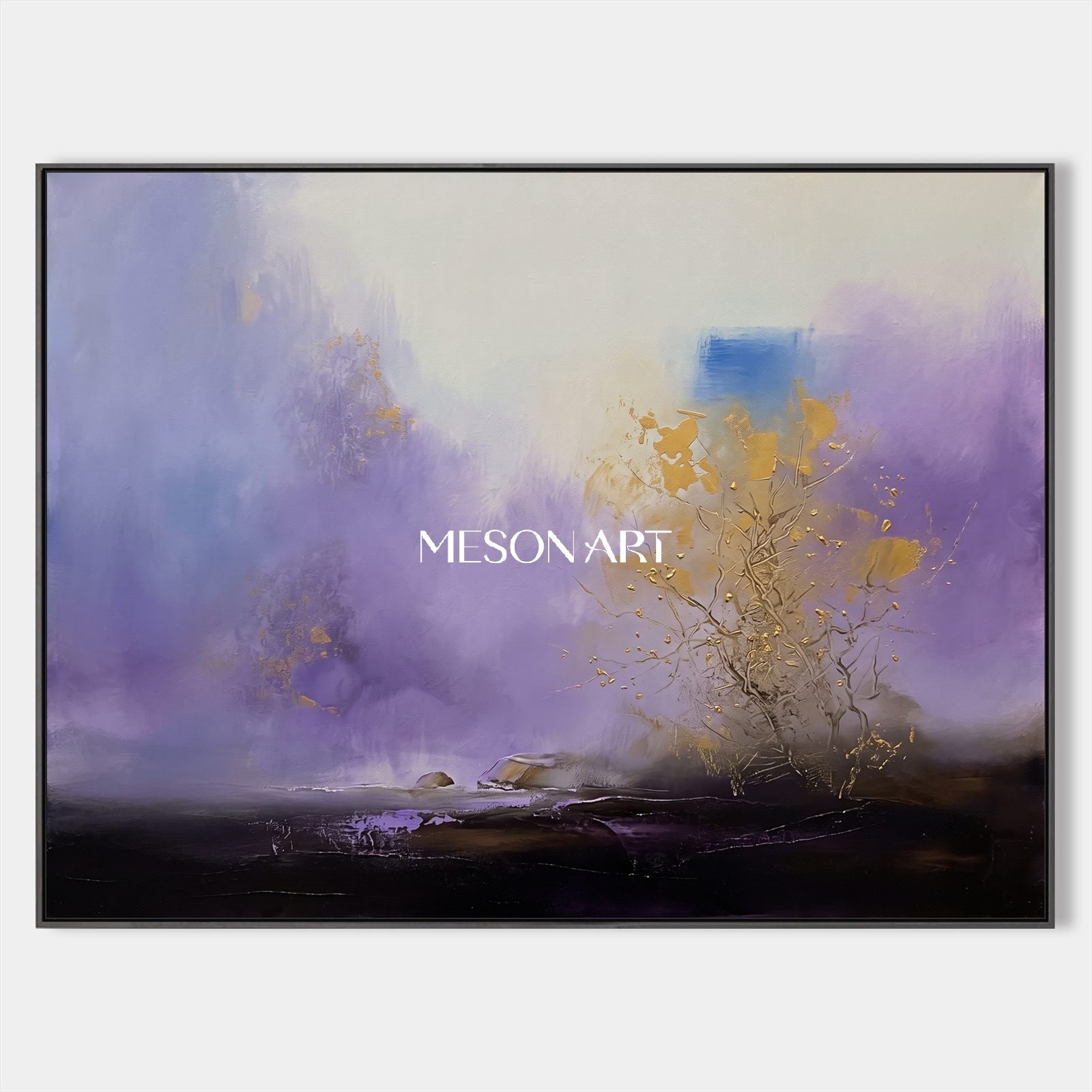 Purple And Gold Abstract Expressionist Art Rectangular Painting Original Artist By Mesonart