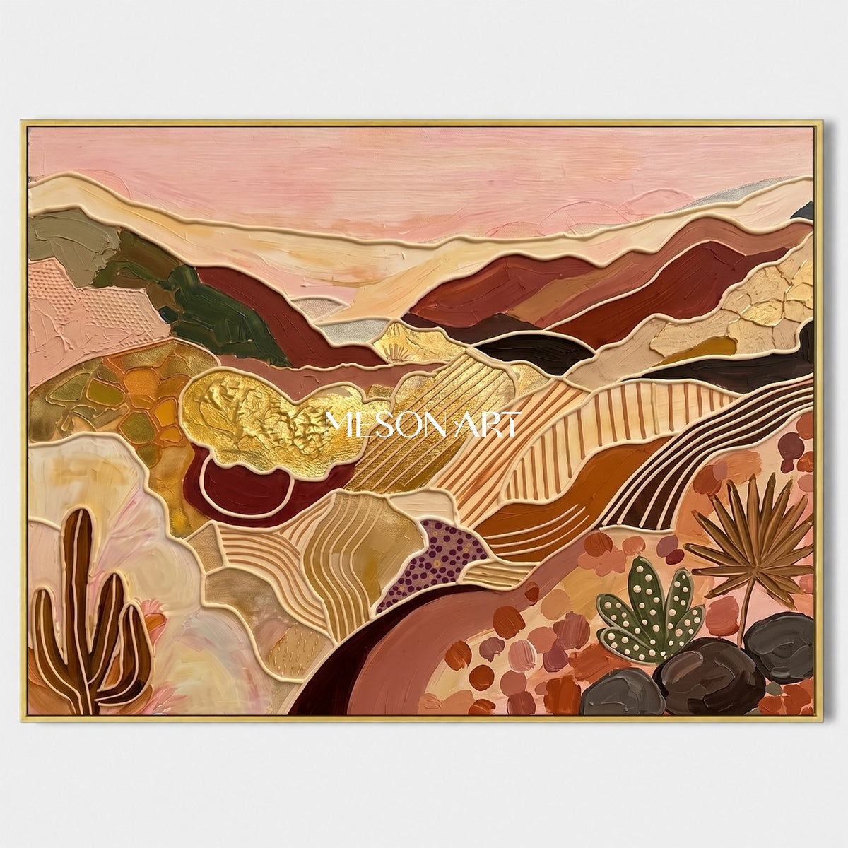 Earthy Bohemian Abstract Painting Rectangular Canvas Art Special Gift For Her Or Him By Mesonart