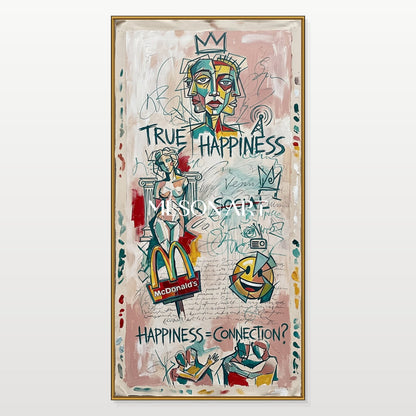True Happiness Connection Pop Art Abstract Painting With Mcdonalds Icon For Contemporary Home Decor