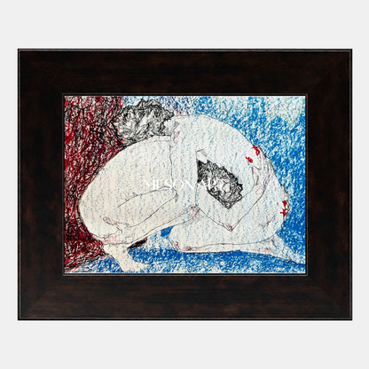 Modern Abstract Painting With Red And Blue Textures For Contemporary Living Room Decor