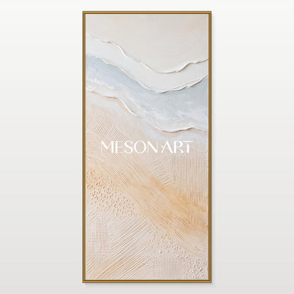 Beige And White Beach Wall Art Panoramic Large Abstract Painting Original Artist Hand Painted By Mesonart