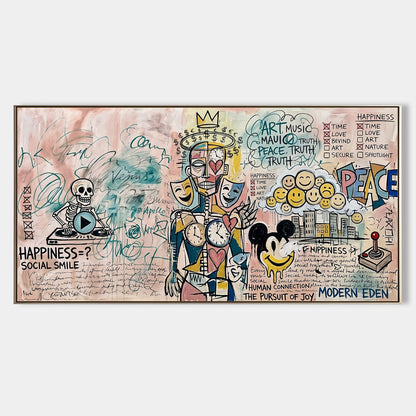 Large Pop Art Painting For Modern Living Room With Abstract Graffiti Style