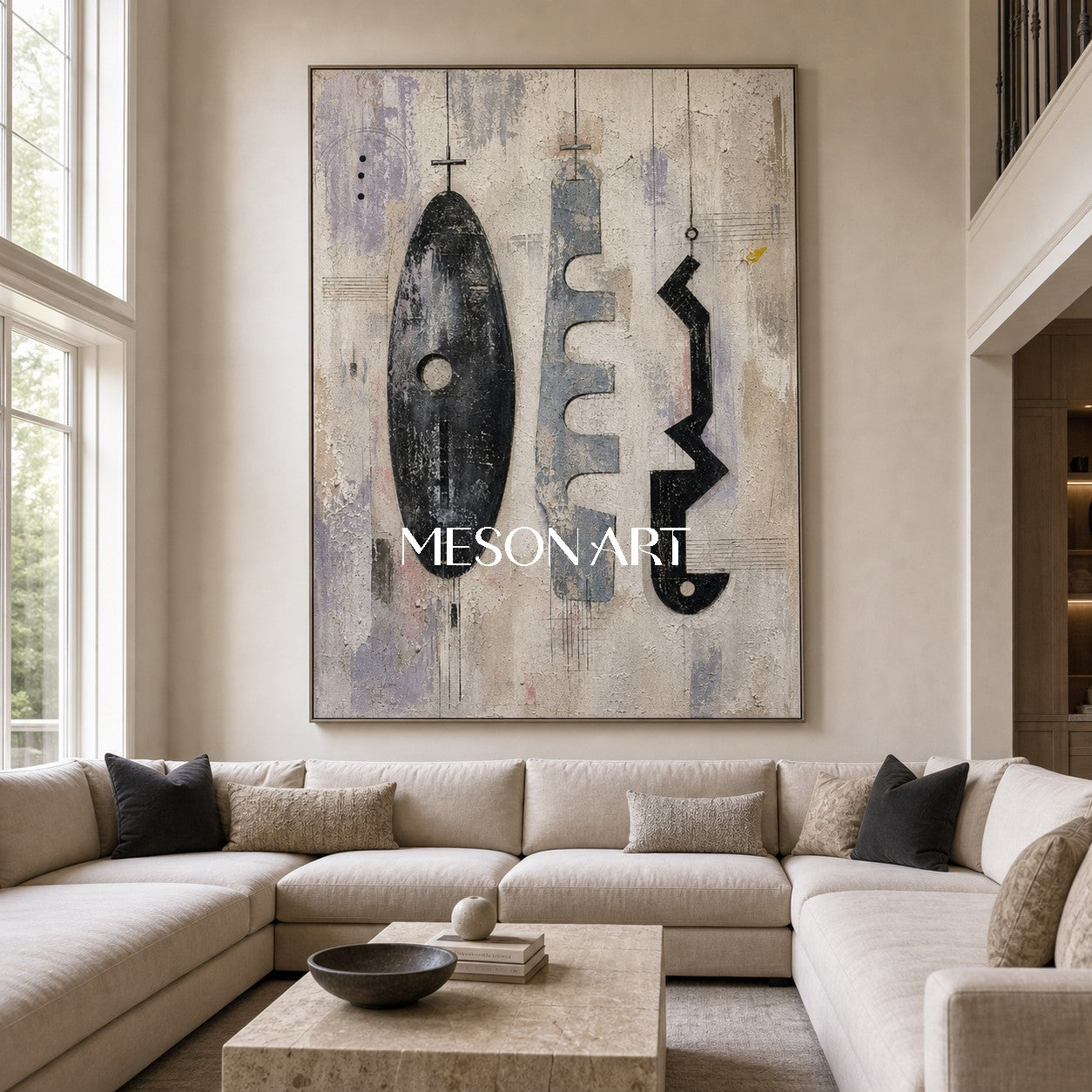 Minimalist Abstract Art With Textured Grey And Black Tones For Modern Home Decor