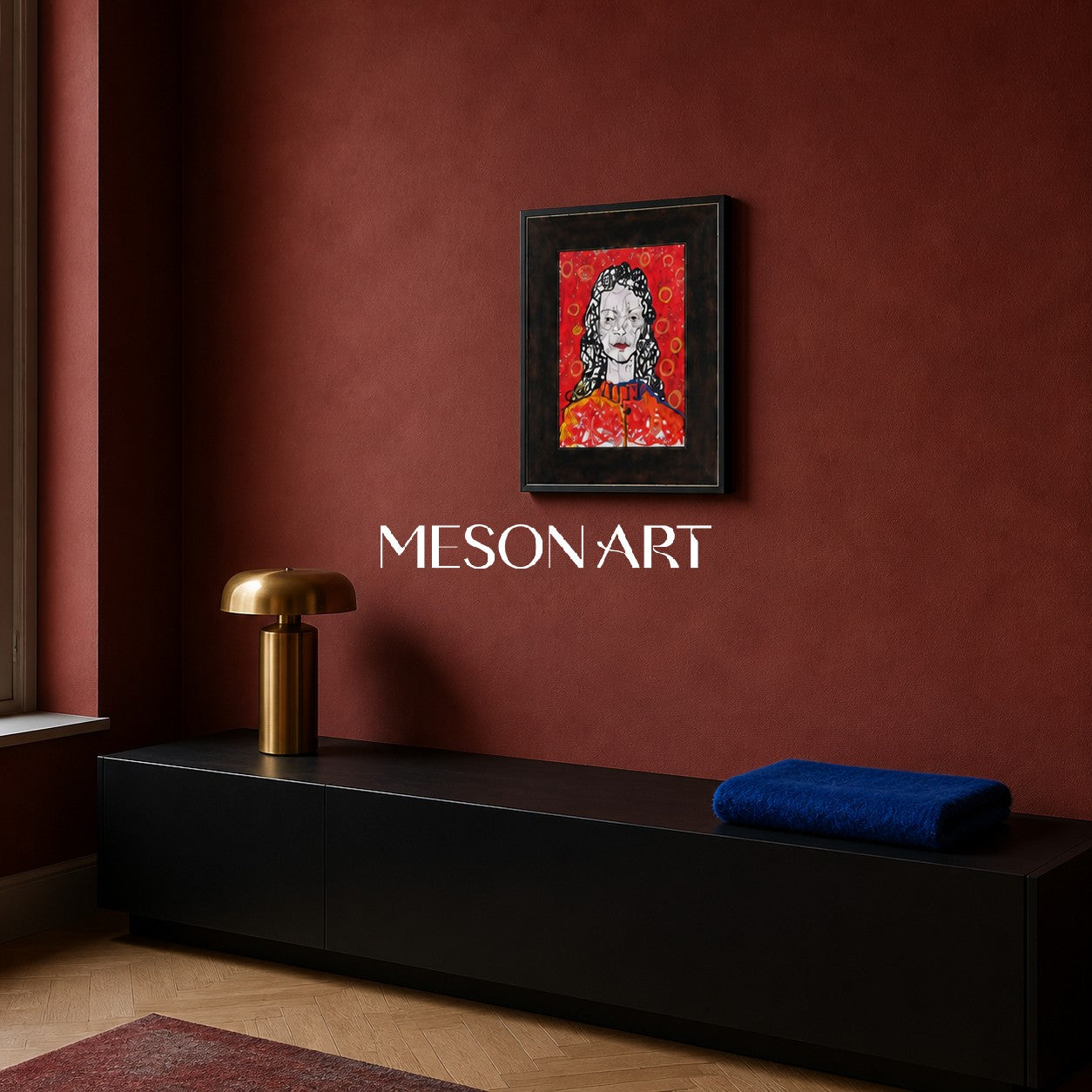 Modern Abstract Portrait Painting With Red And Yellow For Living Room Wall Decor