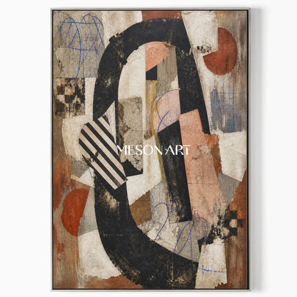 Wabi Sabi Abstract Art With Textured Geometric Forms For Modern Living Room And Home Office Decor