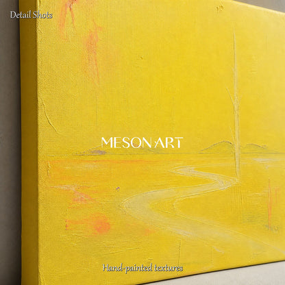 Minimalist Yellow Landscape Painting With Soft Texture For Modern Living Room Wall Decor