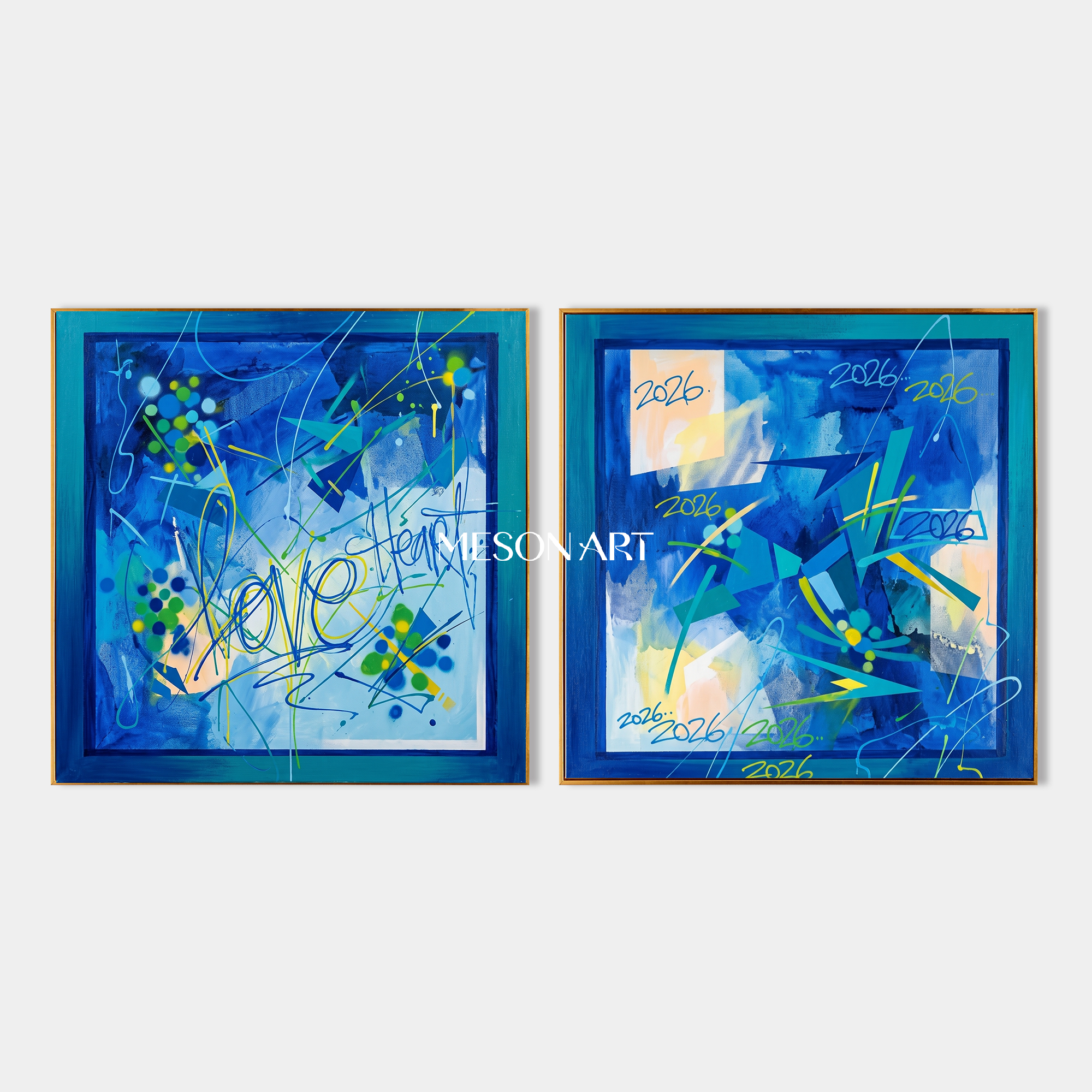 Blue Graffiti Art Square Wall Decor Cool Banksy Style Original Artist Painting By Mesonart