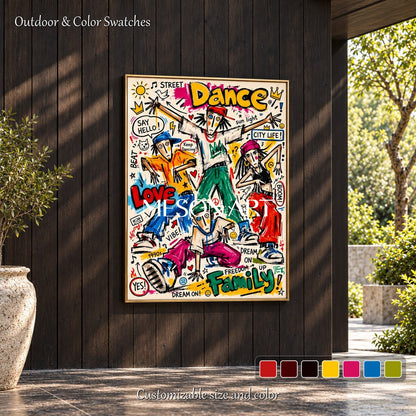 Yellow And Red Graffiti Art Rectangular Wall Decor For Living Room Original Artist Hand Painted By Mesonart