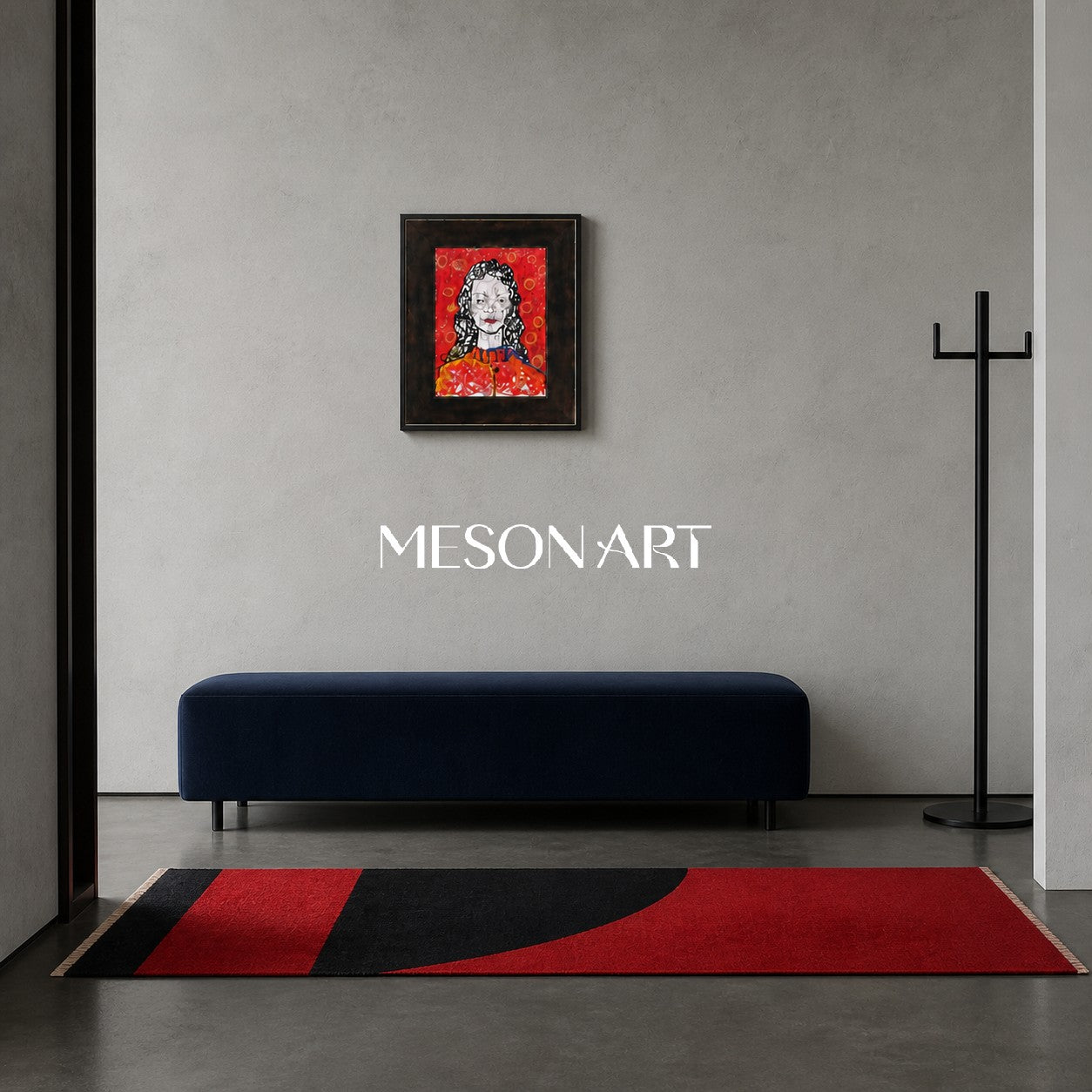 Modern Abstract Portrait Painting With Red And Yellow For Living Room Wall Decor