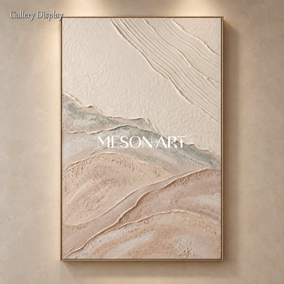 Beige And White Abstract Beach Texture Art Rectangular Wall Decor Original Artist By Mesonart