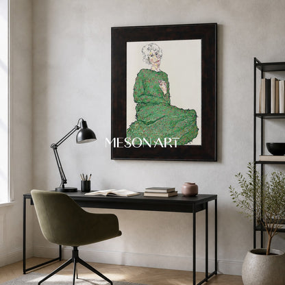 Green And White Fine Art Collectible Painting Rectangular Wall Decor For Living Room By Mesonart