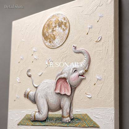 Beige And White Surrealist Art Square Wall Decor For Living Room Original Artist Hand Painted By Mesonart