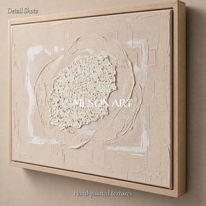 Minimalist Beige Textured Relief Art For Modern Living Room Decor