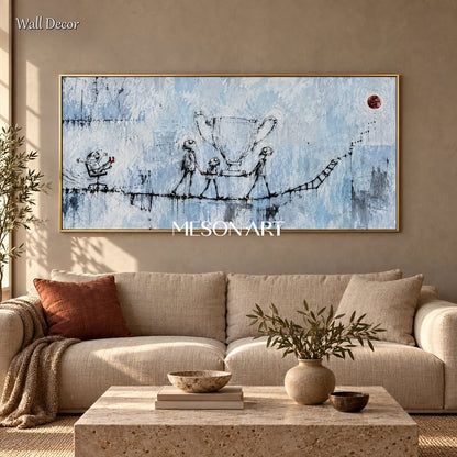Blue Abstract Street Art Painting Contemporary Urban Canvas Wall Art Panoramic Original Artist By Mesonart