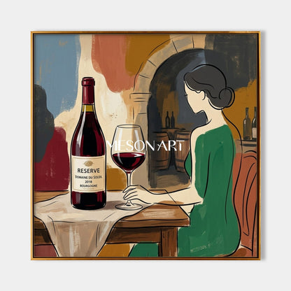 Red And Green Contemporary Painting Wine Tasting Art Square Wall Decor For Dining Room By Mesonart