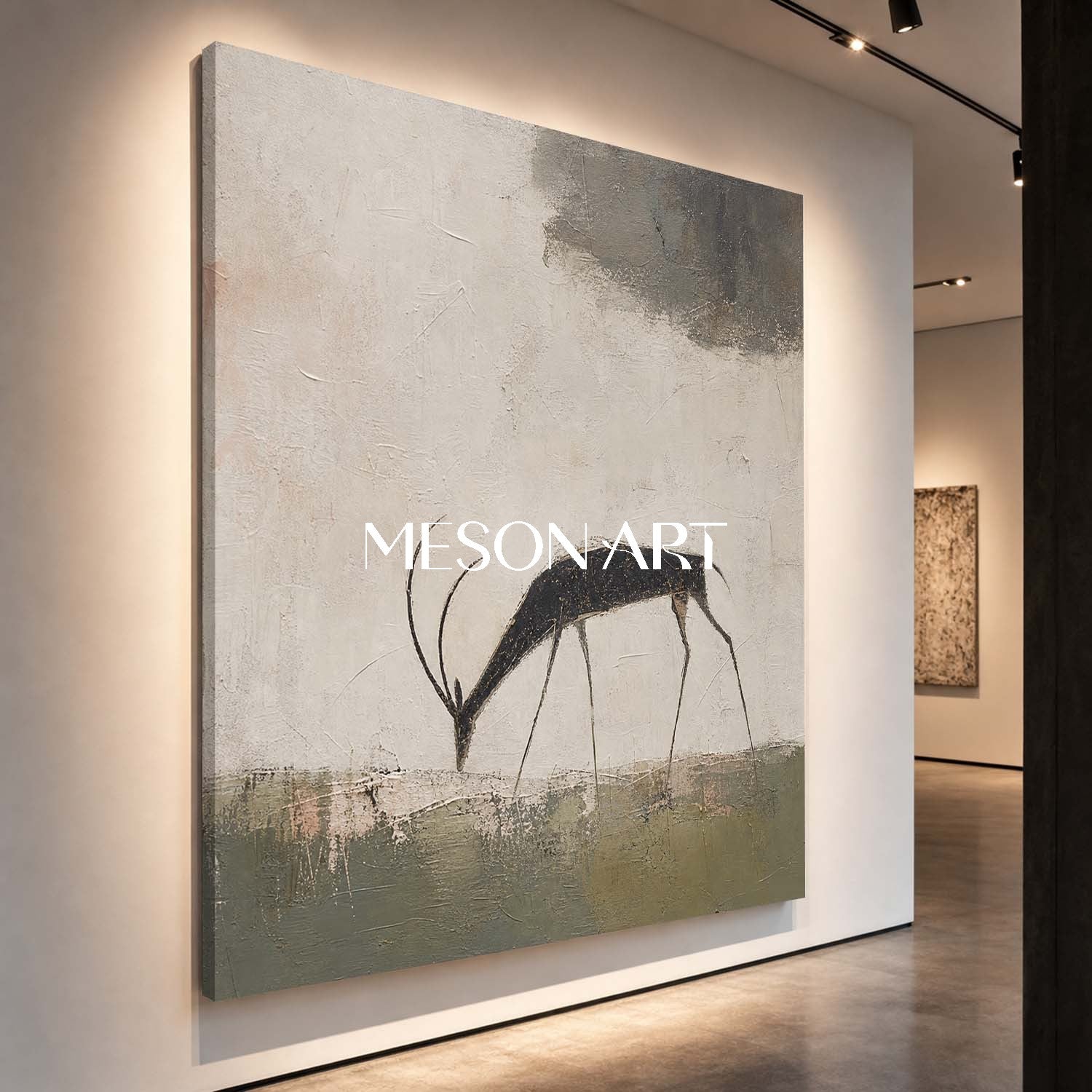 Minimalist Antelope Painting Abstract Animal Wall Art For Modern Living Room Decor