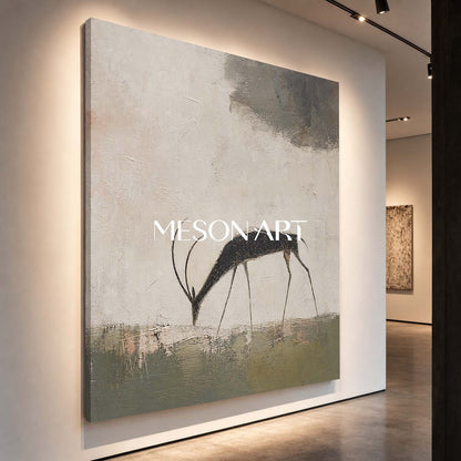 Minimalist Antelope Painting Abstract Animal Wall Art For Modern Living Room Decor