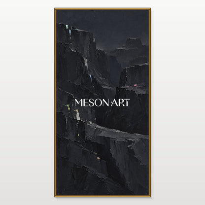 لوحة منظر طبيعي تجريدي باللونين الأسود والرمادي، لوحة جدارية بانورامية لغرفة المعيشة من Mesonart