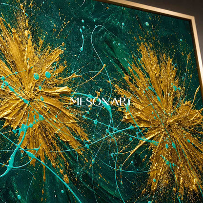 Luxury Abstract Gold Green Painting For Modern Living Room Wall Decor