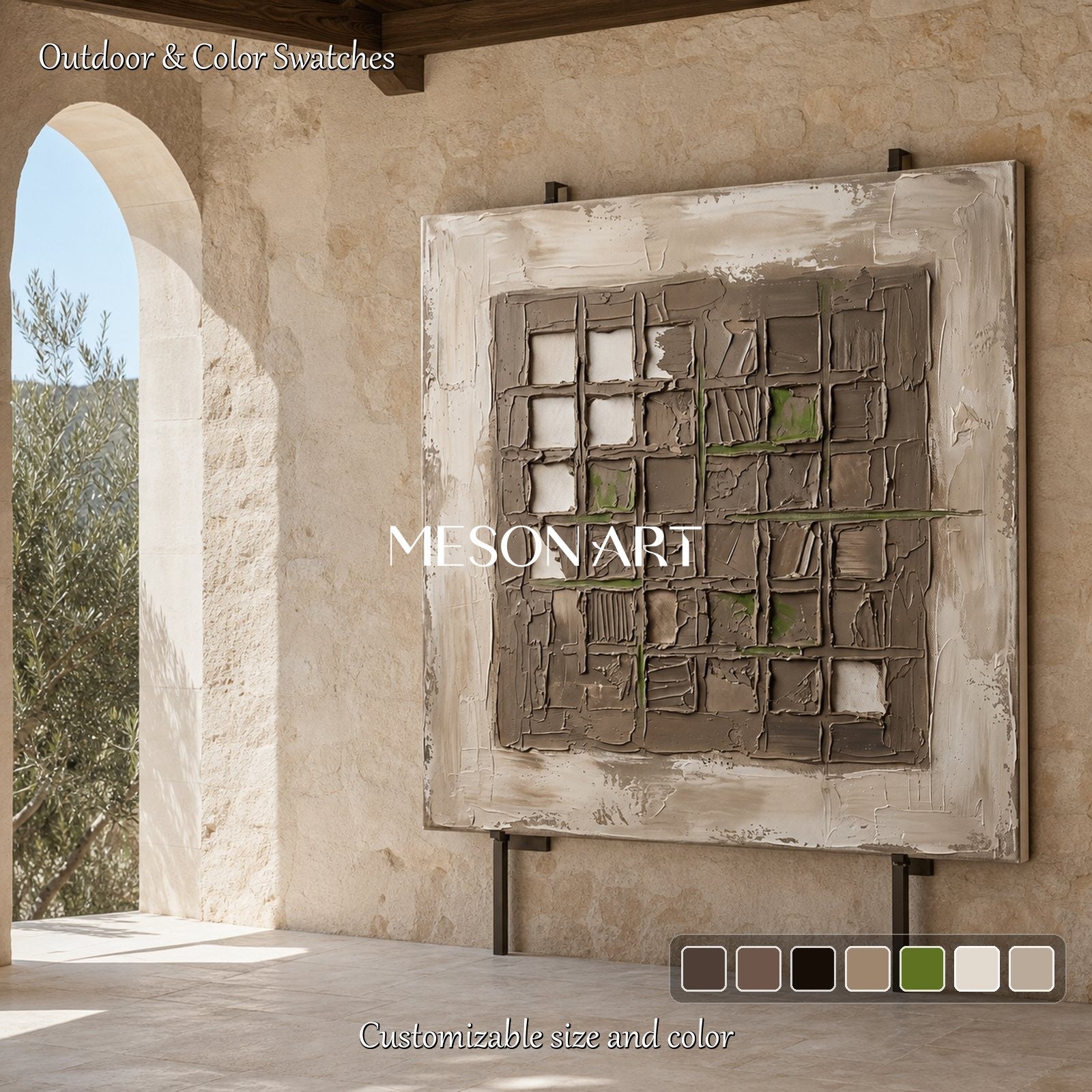 Wabi-Sabi Textured Abstract Art With Earthy Tones For Modern Living Room Decor