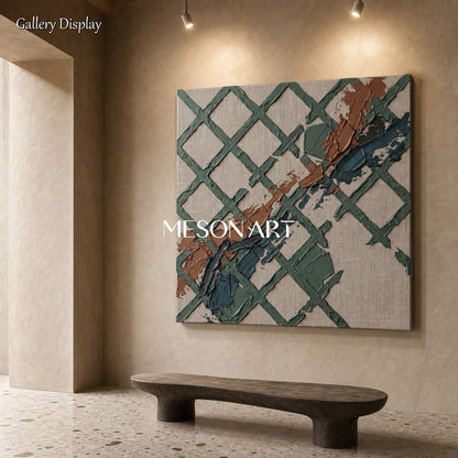 Minimalist Abstract Painting With Textured Relief For Modern Living Room Decor
