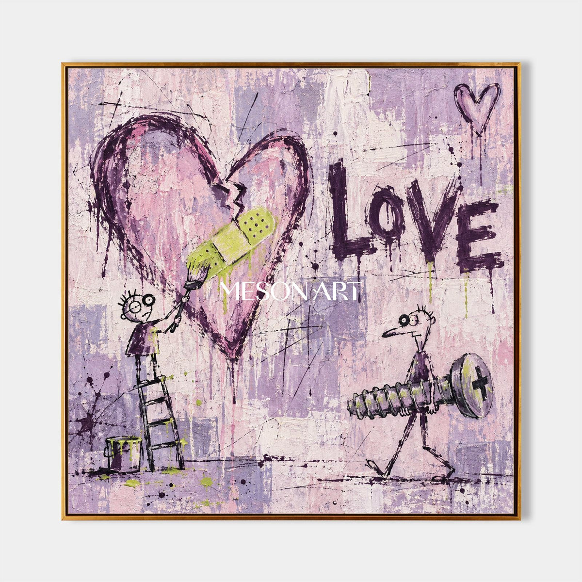 Purple And Pink Abstract Painting Original Artist Street Art Square Wall Decor By Mesonart