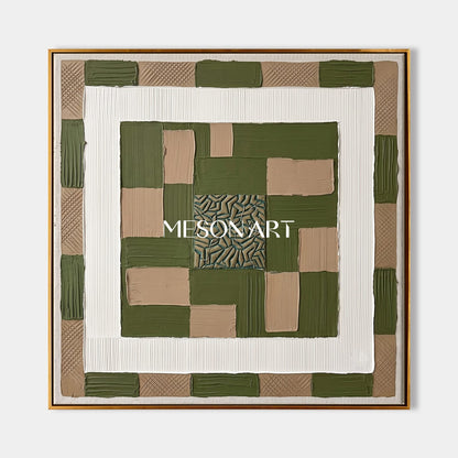 Emerald Green Abstract Art With Textured Relief For Modern Art Deco Living Room Decor