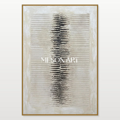 White And Gray Wabi-Sabi Rectangular Wall Art Original Artist Hand Painted By Mesonart