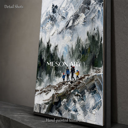White And Gray Mountain Landscape Painting Contemporary Textured Art Panoramic Wall Decor For Living Room By Mesonart