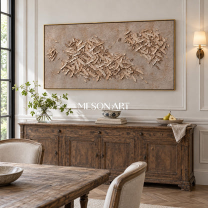 Beige And Gold Wabi Sabi Abstract Art Panoramic Wall Decor For Living Room Original Artist By Mesonart