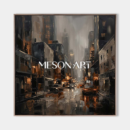 Abstract City Plaster Art With Textured Relief For Modern Living Room And Executive Office Decor