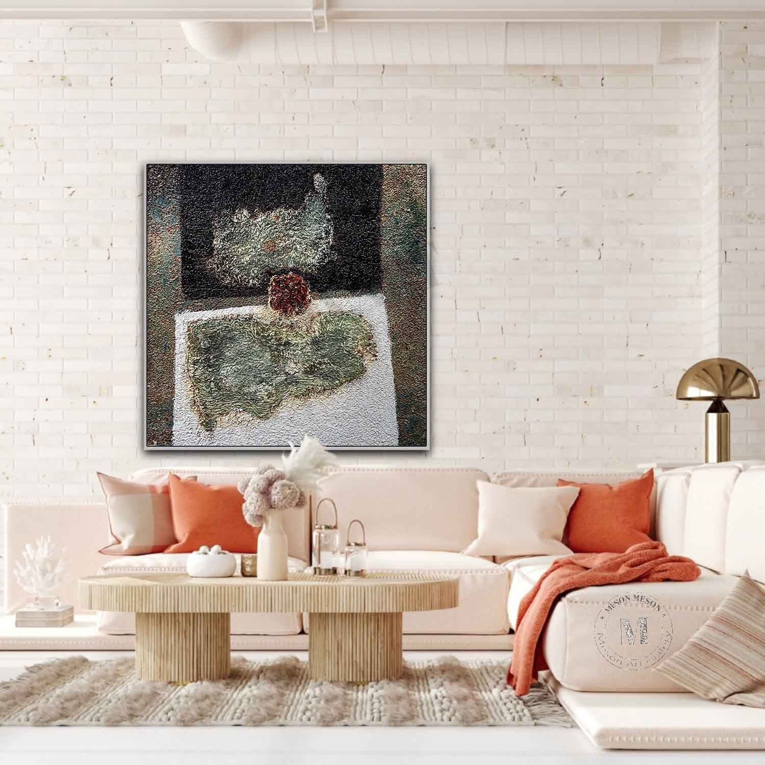 Green and White Texture Paintings for Sale Green and White Minimalist Abstract Canvas Wall Art