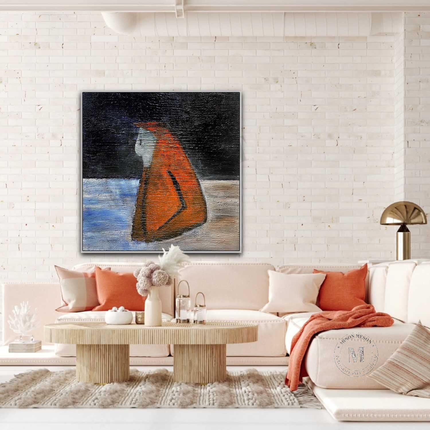 Black and Red Minimalist Abstract Art Black and Red Textured Paintings for Sale Wabi-Sabi Wall Art